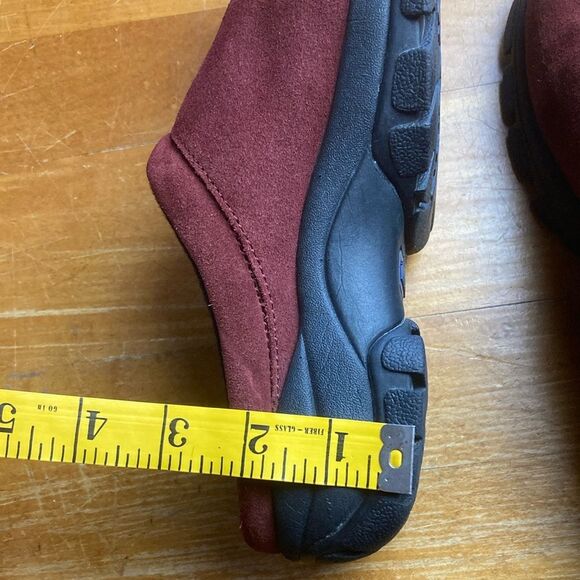 Lands End 86166 Womens Size 7B Dark Red Suede Leather Slides Clogs Slippers - Picture 8 of 11